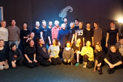 J. Vasiljevo sceninės kalbos praktinio seminaro dalyviai kartu su vertėja I. Miškiniene